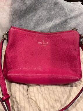 Kate spade Hot Pink Leather Crossbody Bag 9.5x7.5x2 inches